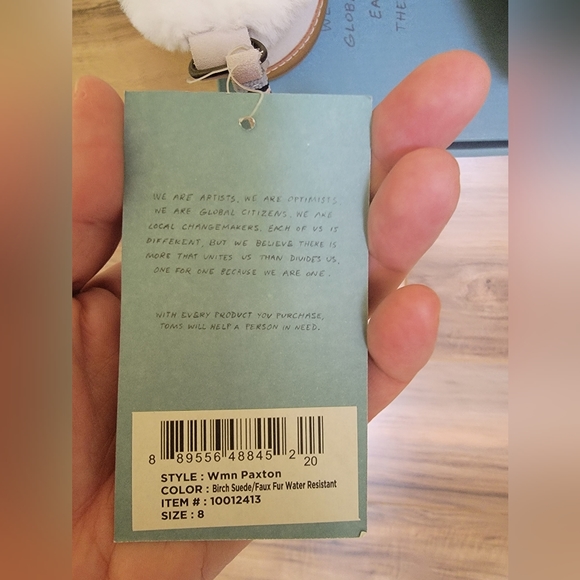 TOMS Women's Paxton Mid Top Boots Cream Suede with Faux Fur Size 8 - Picture 10 of 12